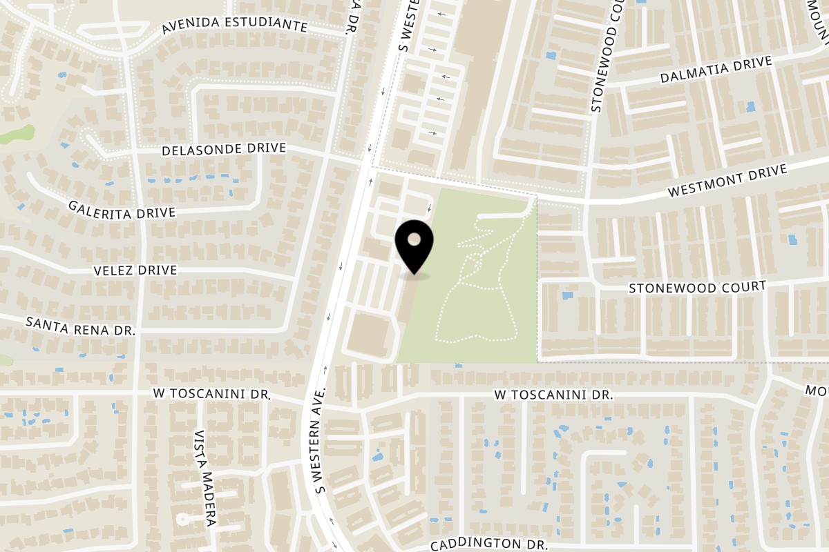 Map showing the location of Bagels Galore on 28362 S Western Ave a in Rancho Palos Verdes